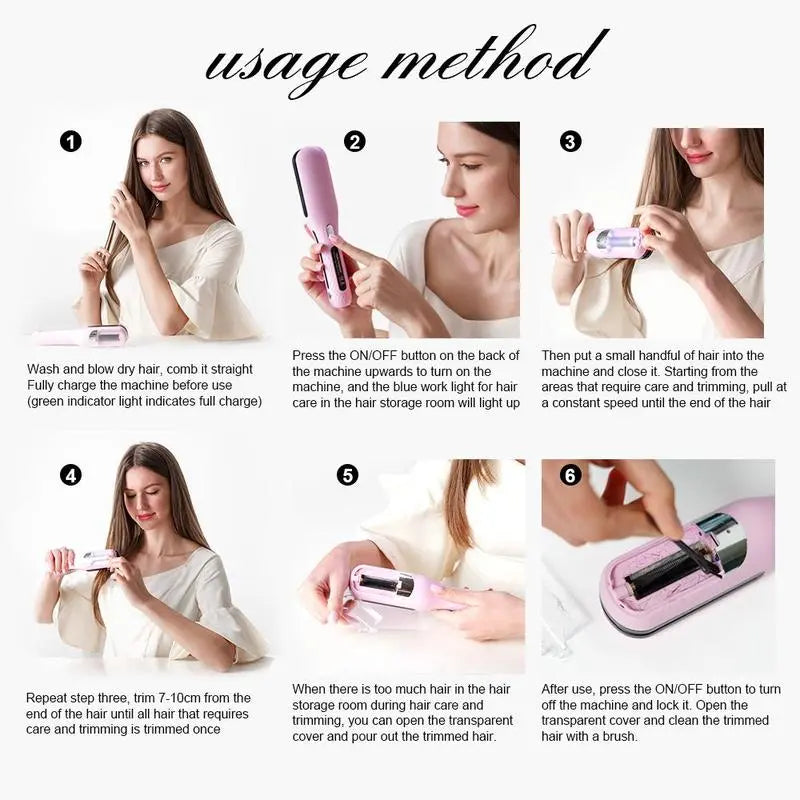Original Cordless Split End Hair Trimmer for Dry Damaged Brittle Curly Frizzy or Straight Hair Battery Operated Home Styling Tool for Split Ends, Hair Care, Fried Hair