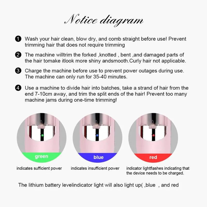 Original Cordless Split End Hair Trimmer for Dry Damaged Brittle Curly Frizzy or Straight Hair Battery Operated Home Styling Tool for Split Ends, Hair Care, Fried Hair