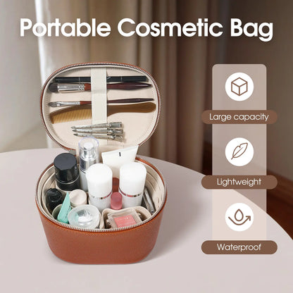 Trending Makeup Organizer Bag with Removable Divider – Portable Travel Toiletry Cosmetic Case for Women and Girls – PU Material Vanity Storage Box Compact Makeup Bag