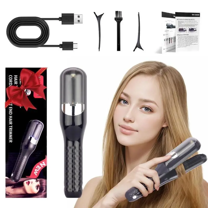 Original Cordless Split End Hair Trimmer for Dry Damaged Brittle Curly Frizzy or Straight Hair Battery Operated Home Styling Tool for Split Ends, Hair Care, Fried Hair