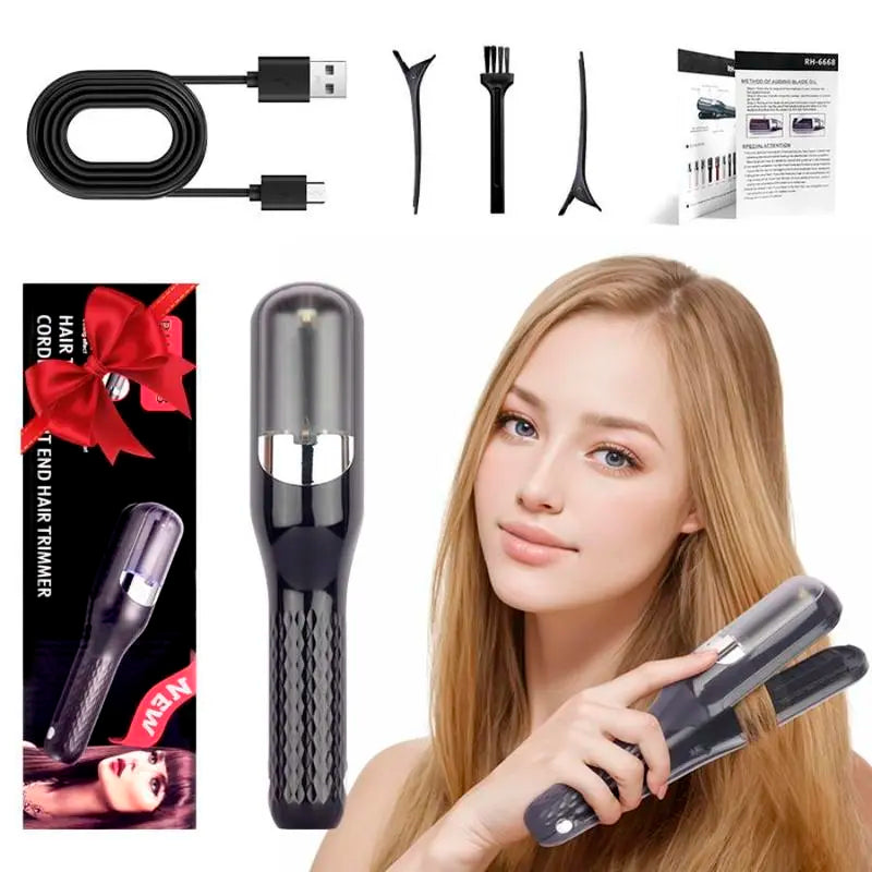 Original Cordless Split End Hair Trimmer for Dry Damaged Brittle Curly Frizzy or Straight Hair Battery Operated Home Styling Tool for Split Ends, Hair Care, Fried Hair