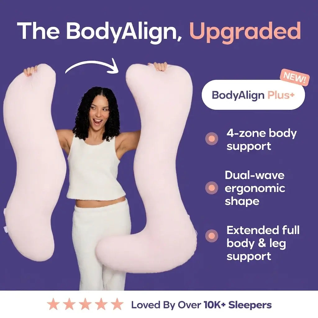Mellow Sleep | Bodyalign & Bodyalign+ Pillow - Full Body Ergonomic Support Pillow for Back, Belly, Hips & Legs, Cooling Side Sleeper Pillow for Pregnancy, Maternity & Body Pain Relief