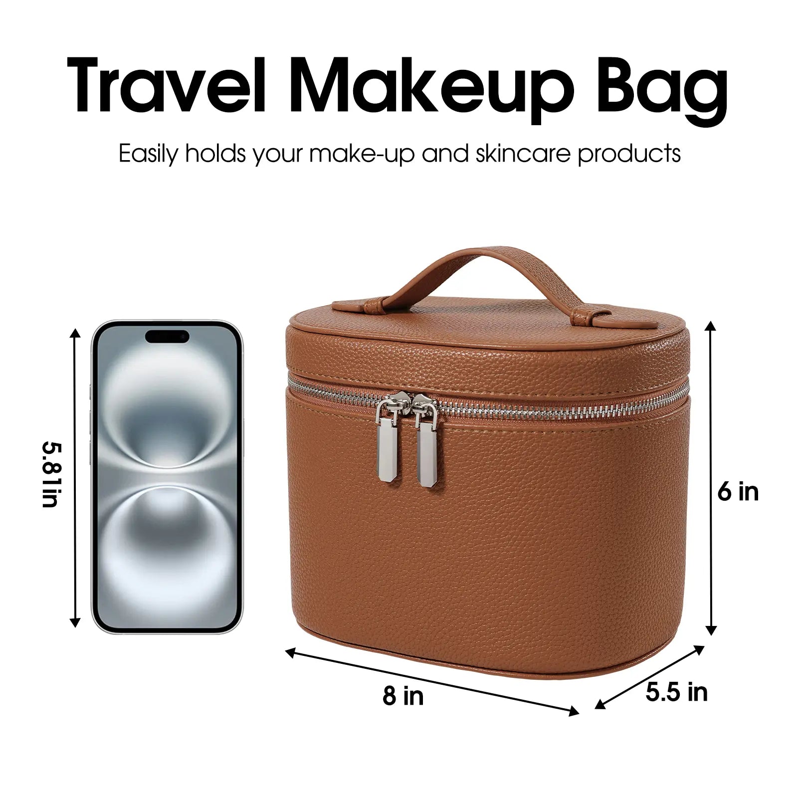 Trending Makeup Organizer Bag with Removable Divider – Portable Travel Toiletry Cosmetic Case for Women and Girls – PU Material Vanity Storage Box Compact Makeup Bag