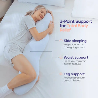 Mellow Sleep | Bodyalign & Bodyalign+ Pillow - Full Body Ergonomic Support Pillow for Back, Belly, Hips & Legs, Cooling Side Sleeper Pillow for Pregnancy, Maternity & Body Pain Relief