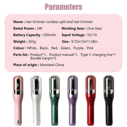 Original Cordless Split End Hair Trimmer for Dry Damaged Brittle Curly Frizzy or Straight Hair Battery Operated Home Styling Tool for Split Ends, Hair Care, Fried Hair
