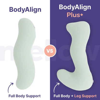Mellow Sleep | Bodyalign & Bodyalign+ Pillow - Full Body Ergonomic Support Pillow for Back, Belly, Hips & Legs, Cooling Side Sleeper Pillow for Pregnancy, Maternity & Body Pain Relief