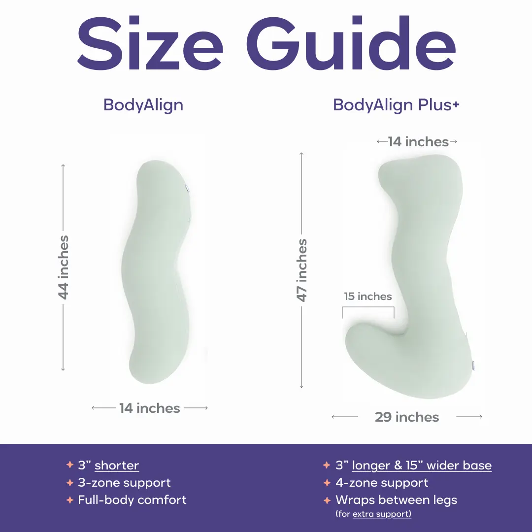 Mellow Sleep | Bodyalign & Bodyalign+ Pillow - Full Body Ergonomic Support Pillow for Back, Belly, Hips & Legs, Cooling Side Sleeper Pillow for Pregnancy, Maternity & Body Pain Relief