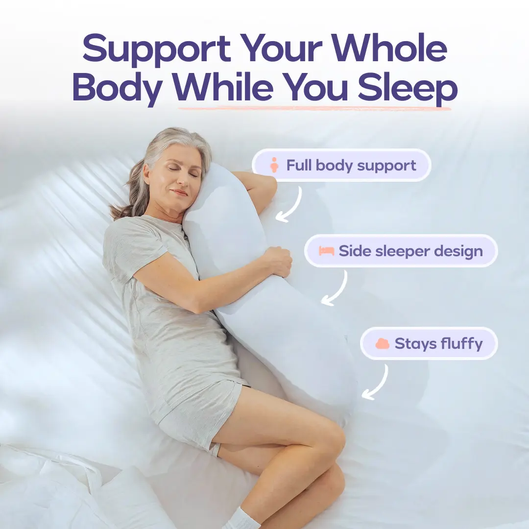 Mellow Sleep | Bodyalign & Bodyalign+ Pillow - Full Body Ergonomic Support Pillow for Back, Belly, Hips & Legs, Cooling Side Sleeper Pillow for Pregnancy, Maternity & Body Pain Relief